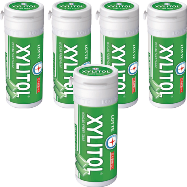 XYLITOL 木糖醇無糖口香糖 - 萊姆薄荷風味, 26.1g, 5罐