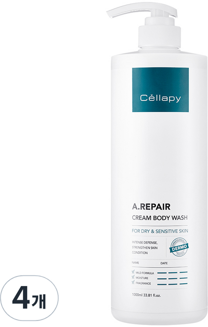 셀라피 에이리페어 크림 바디워시, 1L, 4개