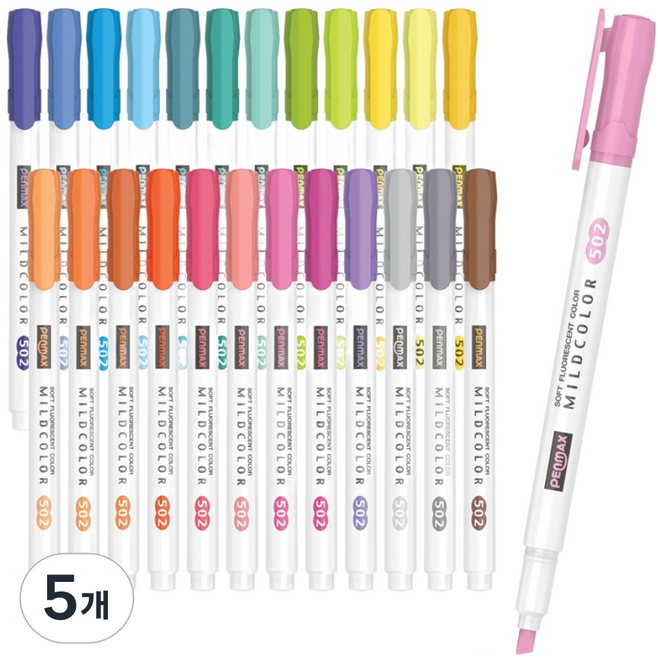 팬맥스 마일드 형광펜 502 25색 세트, 혼합색상, 5개