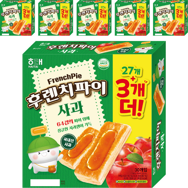 해태제과 후렌치파이 사과, 384g, 6개