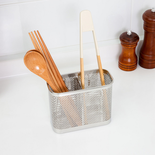 4BNK 연마제 없는 스텐 사각 수저통(대), 실버, 1개