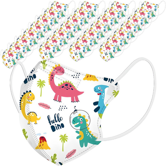 러블리앙즈 4겹 입체 소형 마스크 유아용, 10개입, 3개, F7공룡