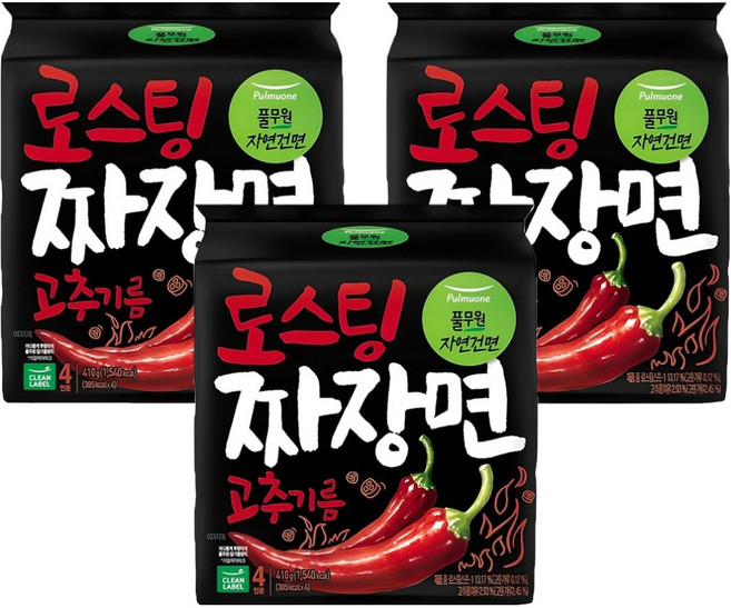 풀무원자연건면 고추기름 로스팅 짜장면 102.5g, 12개