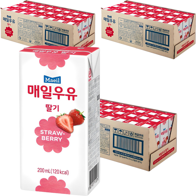 매일우유 멸균 딸기, 200ml, 72개