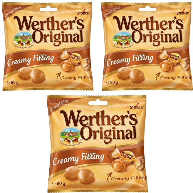 Werther's Original 道地的偉特 焦糖夾心鮮奶油糖, 80g, 3包