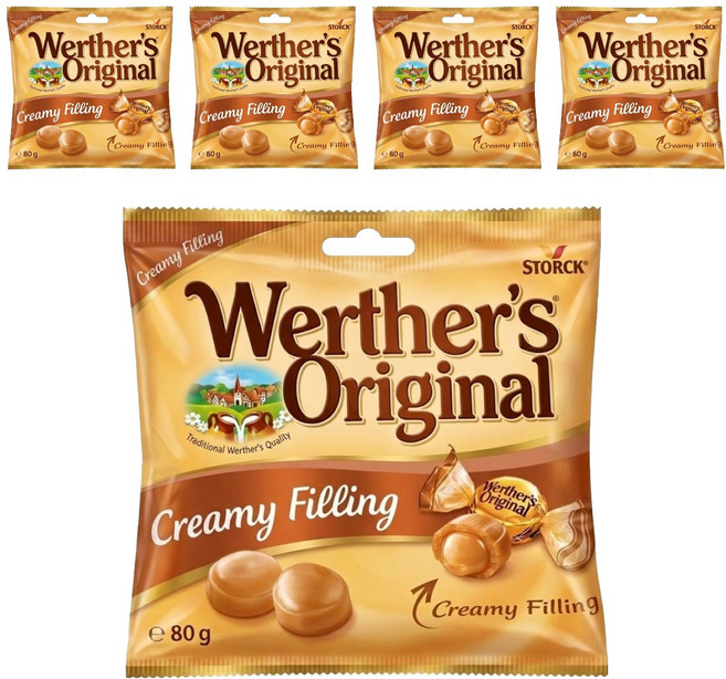 Werther's Original 道地的偉特 焦糖夾心鮮奶油糖, 80g, 5包