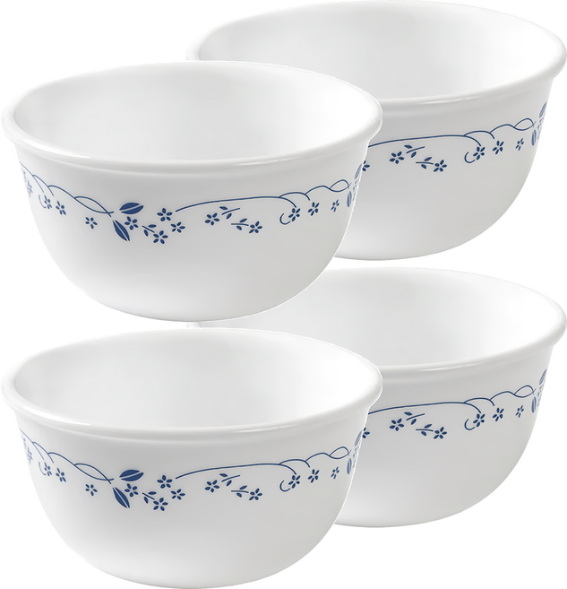 Corelle Brands 康寧餐具 印花餐碗 耐溫差150℃ 零毛孔健康抗菌, 普羅旺斯藍色, 4個