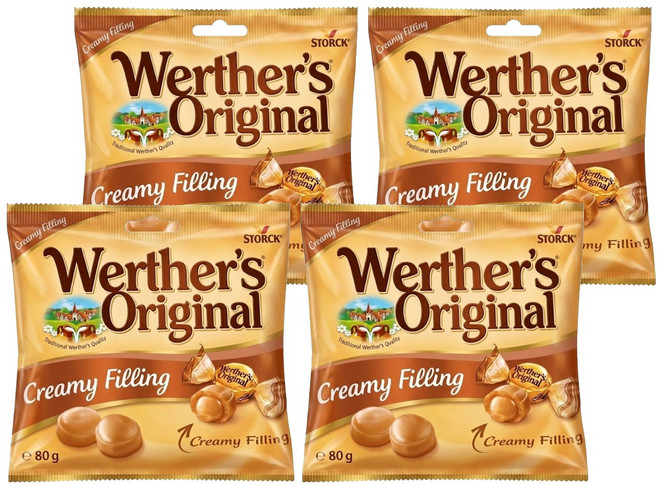 Werther's Original 道地的偉特 焦糖夾心鮮奶油糖, 80g, 4包