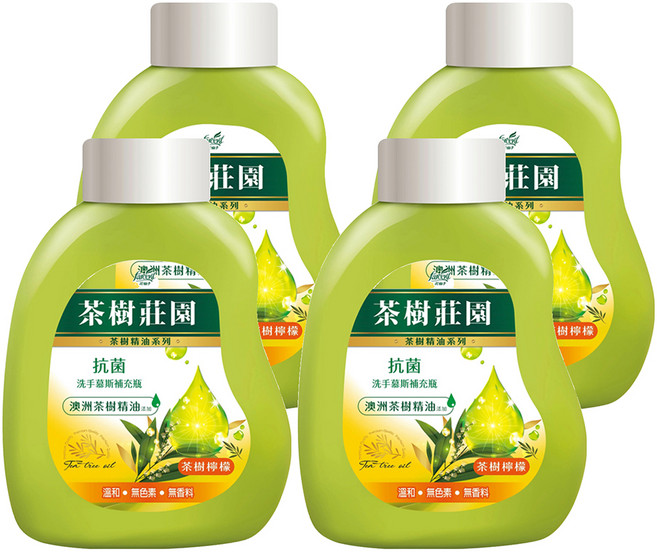 farcent 花仙子 茶樹莊園 抗菌洗手慕斯 補充瓶 茶樹檸檬, 500g, 4瓶