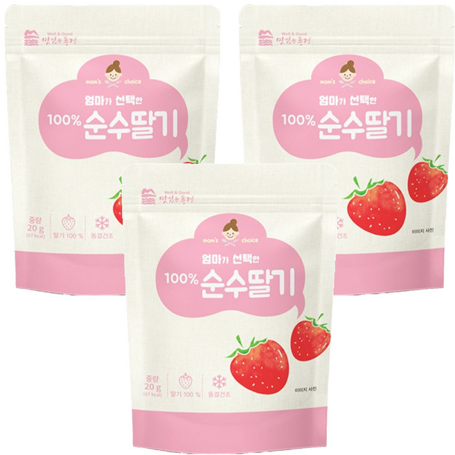 맛있는풍경 엄마가 선택한 순수딸기, 20g, 3개