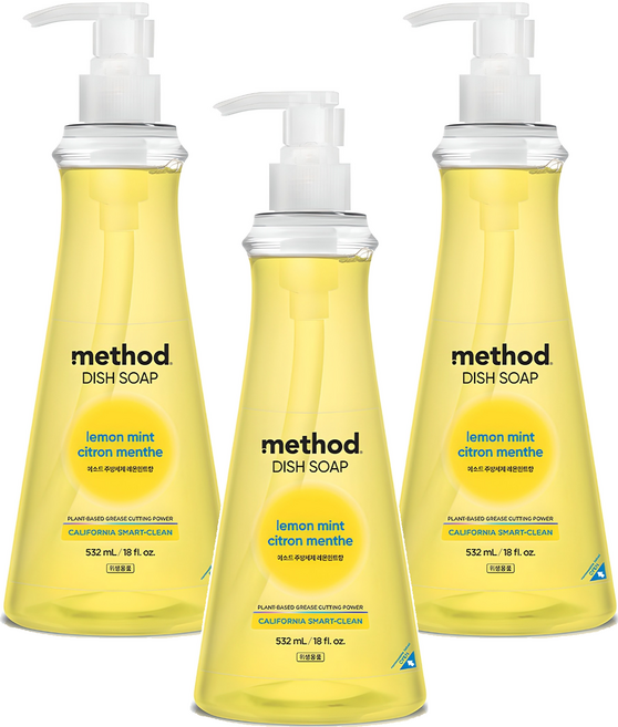 메소드 스마트클린 주방세제 레몬민트향, 532ml, 3개