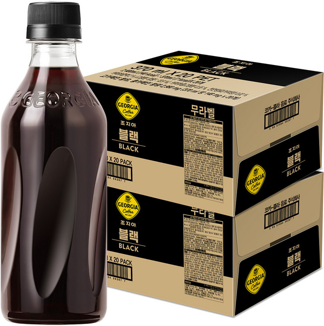 조지아 블랙 무라벨 커피, 370ml, 40개