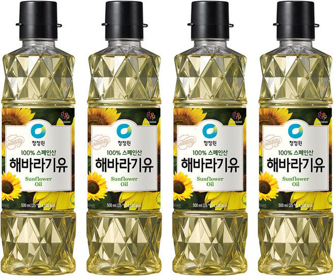 청정원 해바라기유, 500ml, 4개