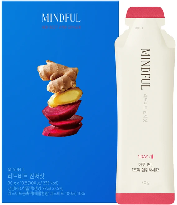 푸드올로지 마인드풀 레드비트 진저샷, 1개, 300g - 쿠팡