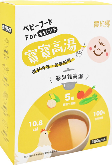 農純鄉 寶寶高湯 蘋果雞高湯 6個月以上 4包, 600g, 1盒