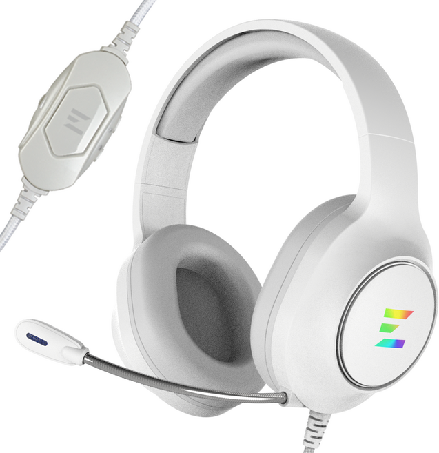 zalman 虛擬7.1環繞音效 魔術人聲 RGB 降噪 超輕量 電競耳機麥克風, ZM-HPS310 WH, 白色