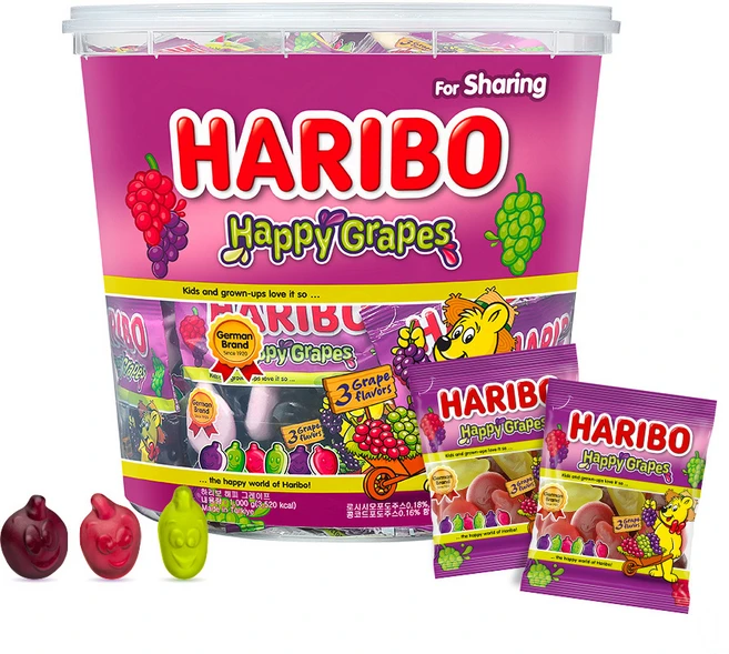 하리보 해피 그레이프 젤리 40개입, 1kg, 1개 - 쿠팡