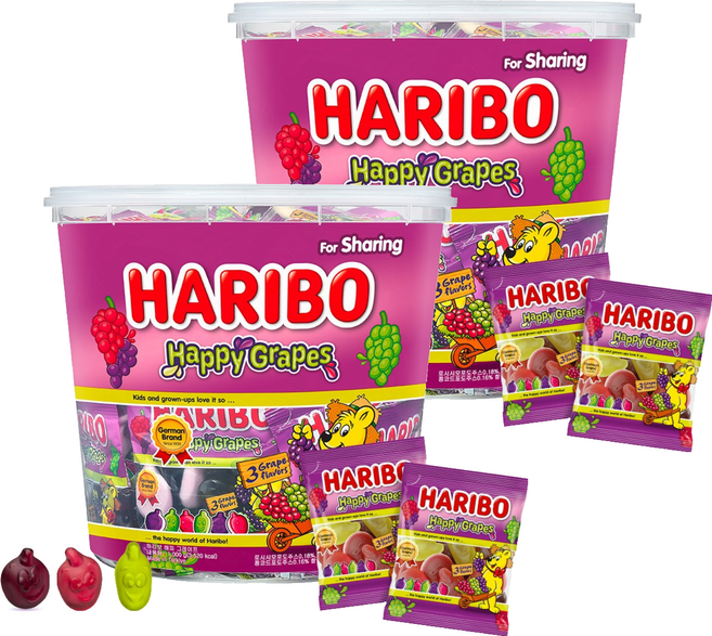 하리보 해피 그레이프 젤리 40개입, 1kg, 2개