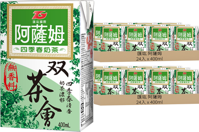 匯竑 阿薩姆 雙茶會 四季春奶茶, 400ml, 48入