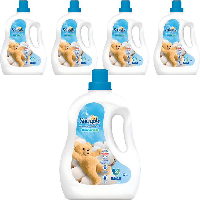 스너글 초고농축 섬유유연제 오리지널 허거블 코튼 본품, 2L, 5개