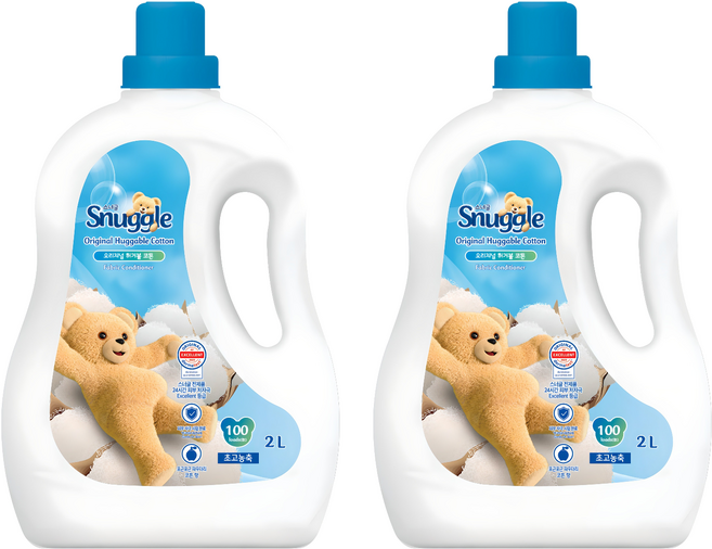 스너글 초고농축 섬유유연제 오리지널 허거블 코튼 본품, 2L, 2개