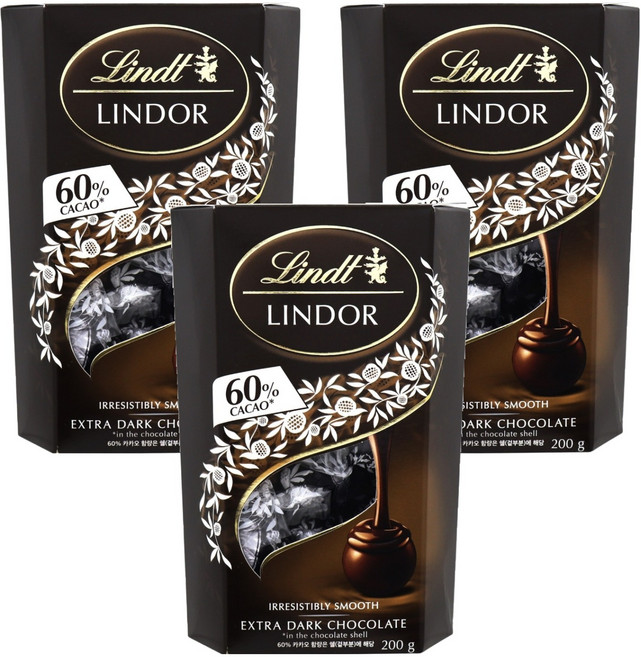 린트 린도볼 다크 초콜렛, 200g, 3개