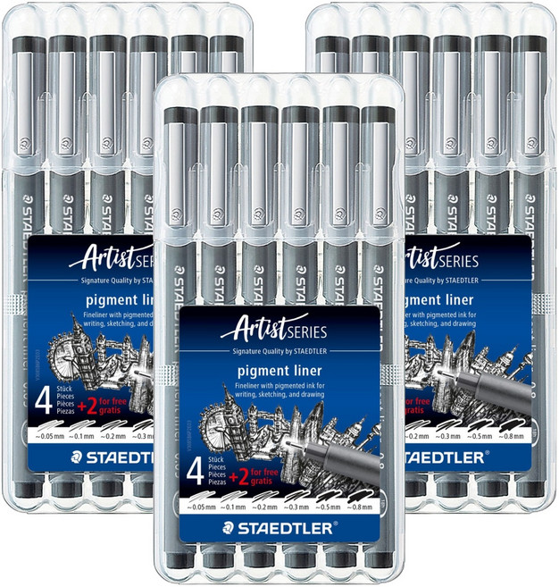 STAEDTLER 施德樓 308 設計代針筆 6件組, 黑色, 3套