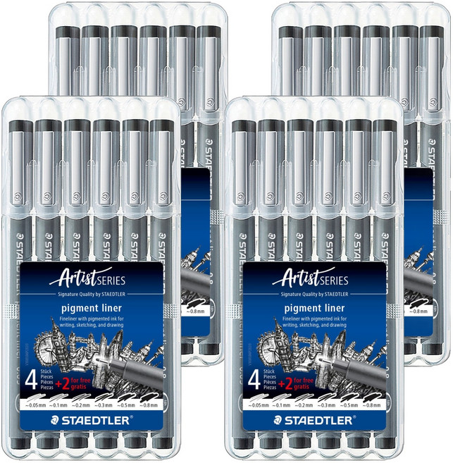 STAEDTLER 施德樓 308 設計代針筆 6件組, 黑色, 4套