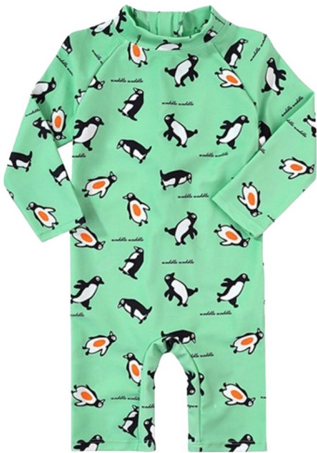 아이엠베베 유아용 귀욤펭귄 일체형 우주복 래쉬가드