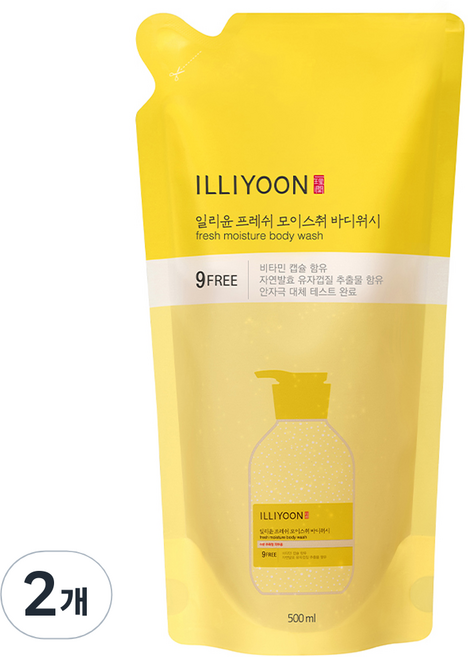 일리윤 프레쉬모이스춰 바디워시 리필, 500ml, 2개