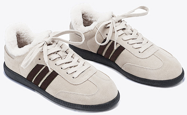 페이퍼먼츠 투라인 뽀글이 스웨이드 운동화 02503