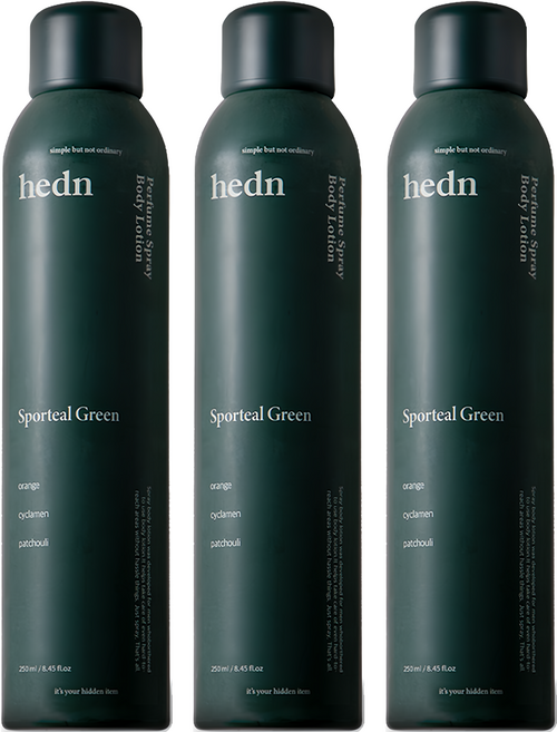 hedn 퍼퓸 스프레이 바디로션 스포틸그린향, 250ml, 3개