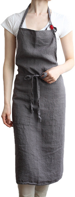 린넨 원피스 앞치마, 차콜그레이, 1개