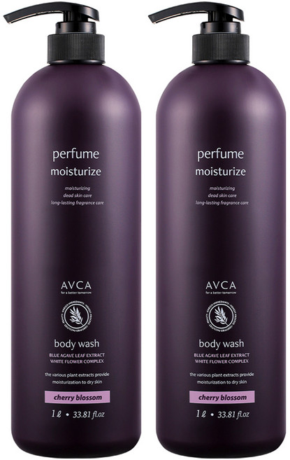 아브카 퍼퓸 바디워시 체리블라썸, 1L, 2개