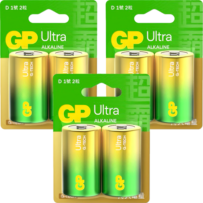 GP Batteries 超霸 Ultra Plus電池 1號 D型, 3組, 2顆
