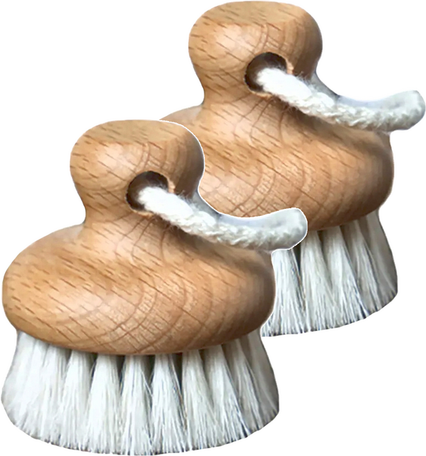 fA brushes 森詠木香 天然馬毛深層臉部按摩乾刷, 淺棕色, 2個, 1入