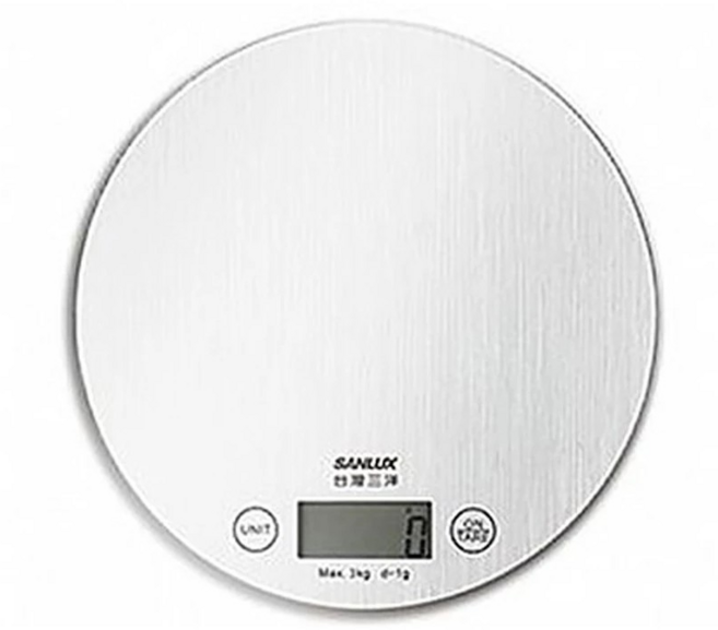 SANLUX 台灣三洋 數位料理秤 SYES-K452 高精度感測器 自動關機 高強度強化玻璃材質, 3kg, 銀色