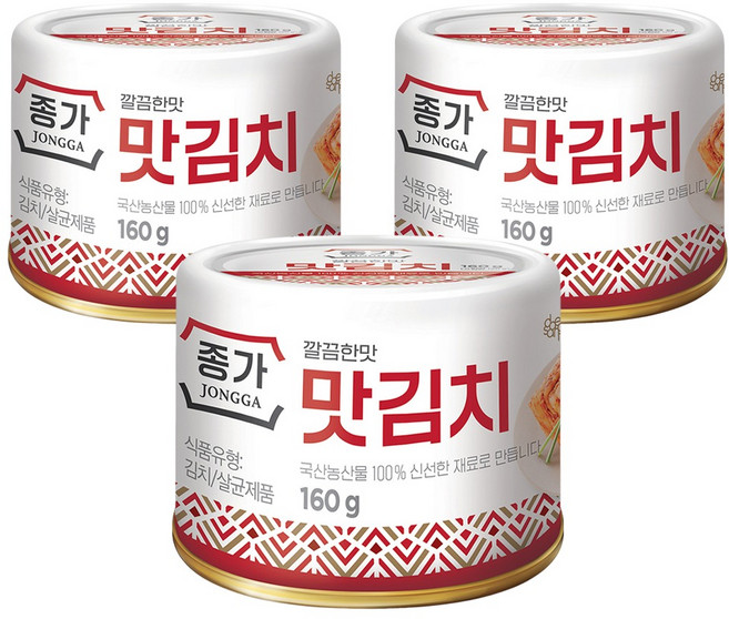 종가 깔끔한맛 맛김치, 160g, 3개