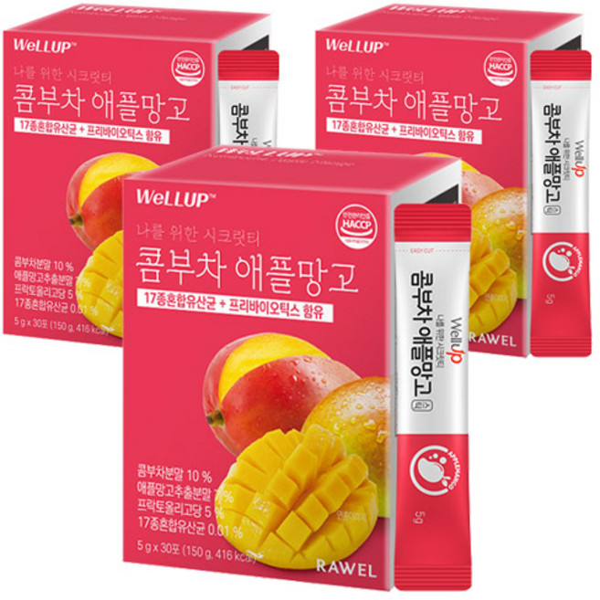 웰업 콤부차 애플망고 분말스틱, 5g, 30개입, 3개