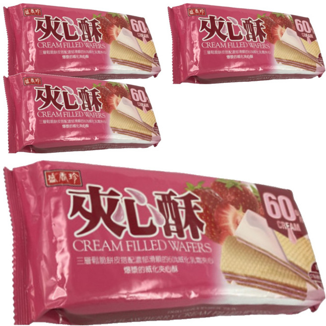 盛香珍 夾心酥 草莓口味, 160g, 4包