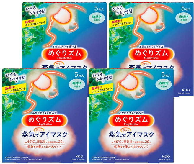 Kao 花王 MegRhythm 美舒律 蒸氣眼罩 森林浴香, 5片, 4盒