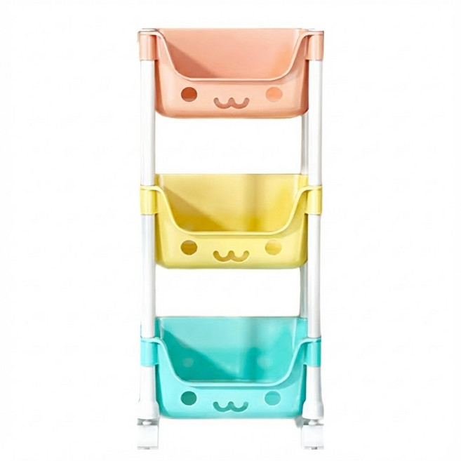 俏皮零食收納架三層 帶輪 XL, 馬卡龍色, 1組