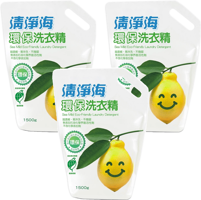 清淨海 環保洗衣精 補充包, 1.5kg, 3包