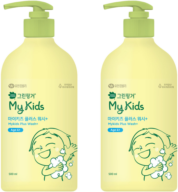 그린핑거 아동용 마이키즈 플러스 워시, 500ml, 2개