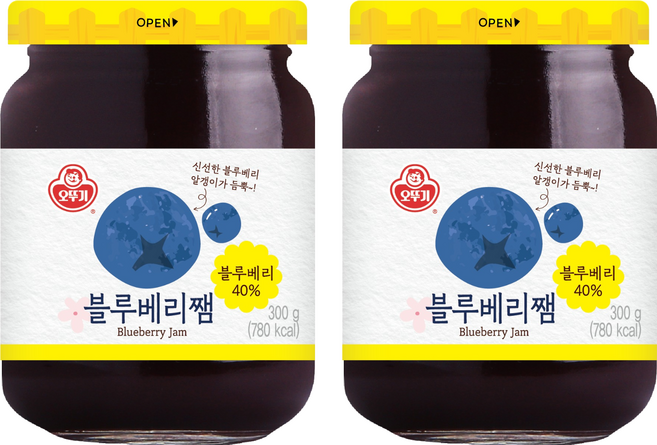 오뚜기 블루베리쨈, 300g, 2개