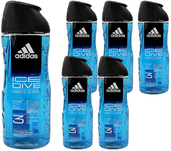 adidas 愛迪達 男性三合一潔顏洗髮沐浴露 超越沁涼, 400ml, 6瓶