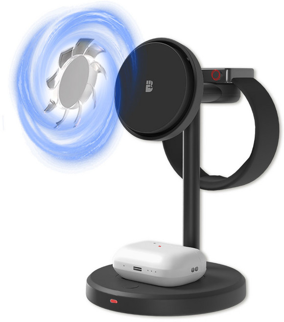 바우아토 맥브리즈 3in1 쿨링 충전기, 오닉스 블랙, 1개