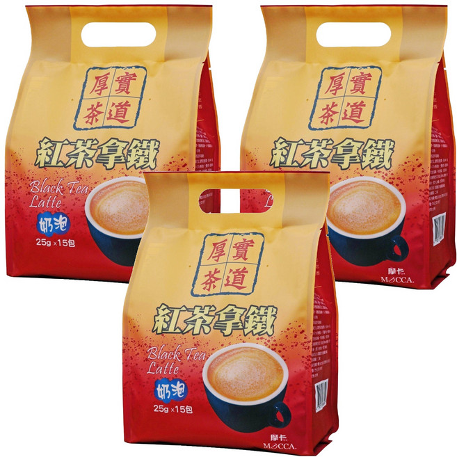 MOCCA 摩卡 厚實茶道 紅茶拿鐵, 25g, 15包, 3袋