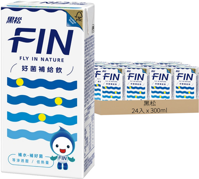 黑松 FIN 好菌補給飲料, 300ml, 24入