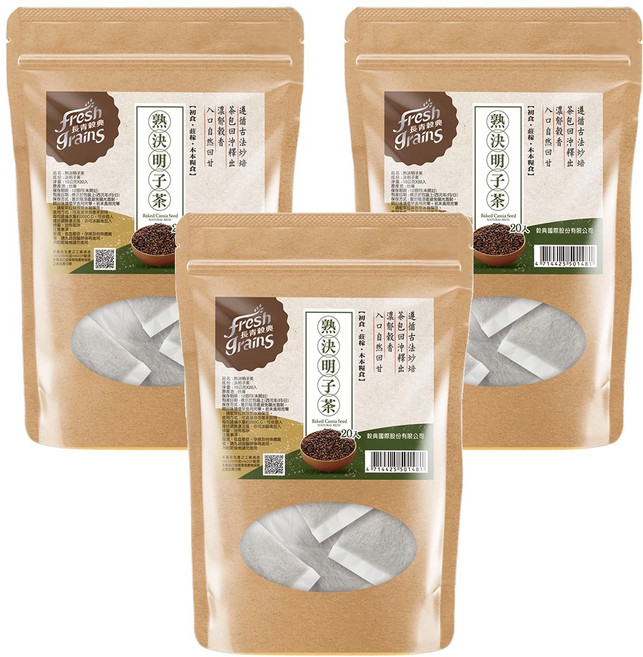 fresh grains 長青穀典 熟決明子茶, 10g, 20包, 3袋